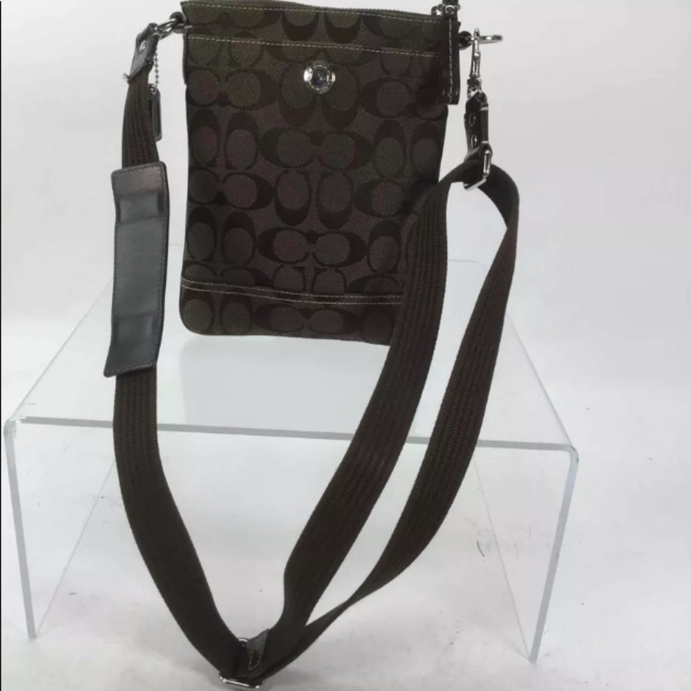 Coach Brown Logo Embroidered Jacquard Purse NWOT